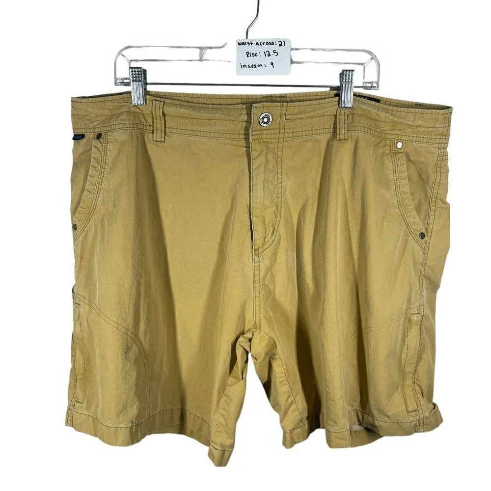 KÜHL Mens Hiking Shorts Yellow Size 40 Camping‎ Outdoors Lightweight Pockets